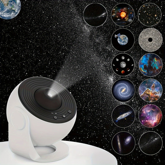 planetarium star projector showing real constellations and planets across a dark bedroom ceiling – view 2