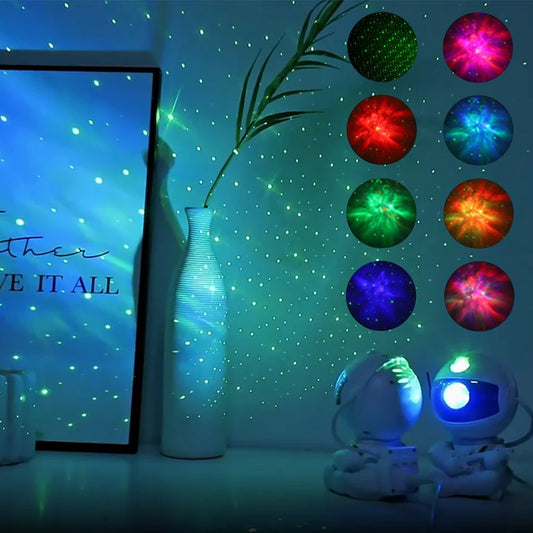 astronaut galaxy light projector holding a guitar, lighting a kid's bedroom ceiling with stars – view 2