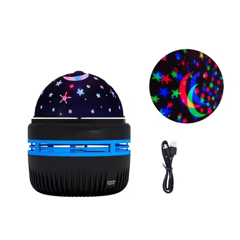 starry night light projector rotating a moon and stars across a child's bedroom ceiling – view 9