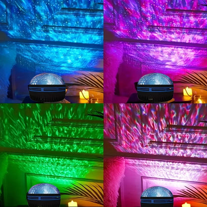 ocean wave projector casting rippling water light across a bedroom wall and ceiling – view 4