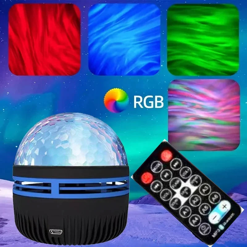 ocean wave projector casting rippling water light across a bedroom wall and ceiling – view 8