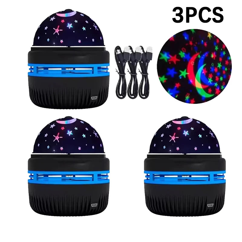 starry night light projector rotating a moon and stars across a child's bedroom ceiling – view 11