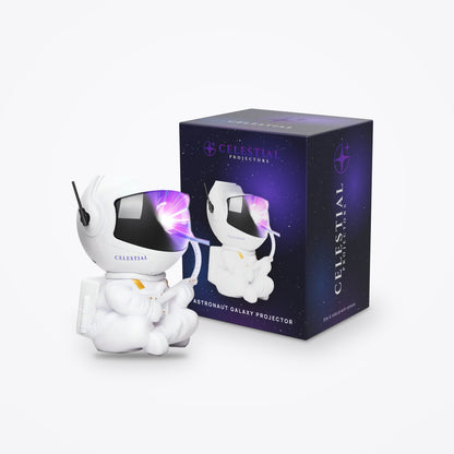 Astronaut Galaxy Projector by Celestial Projectors with its branded gift box